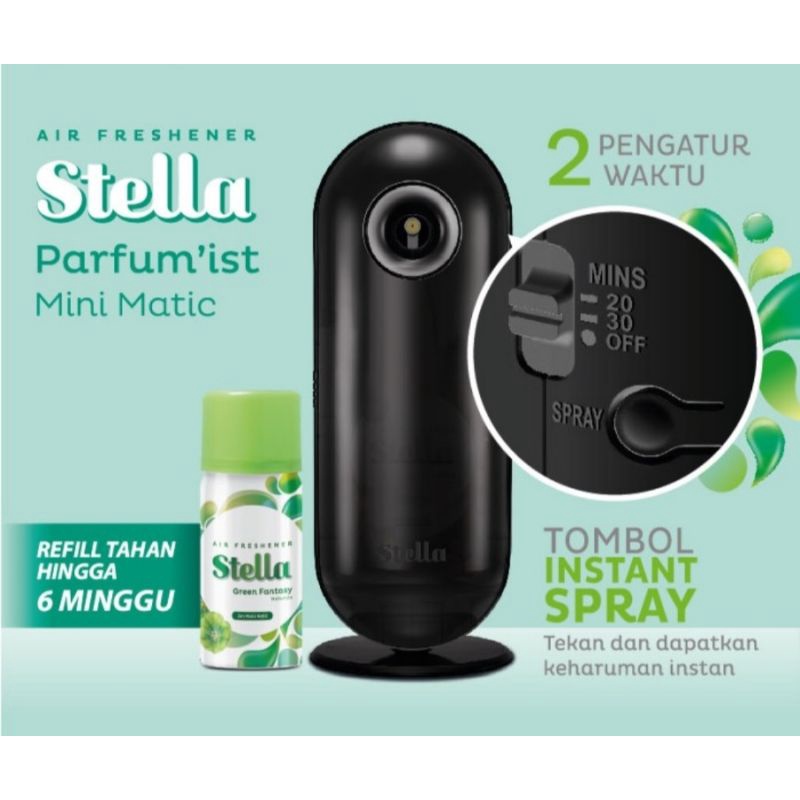 Stella Mini Matic Parfum'ist Green Fantasy Gratis Refill Pengharum Ruangan Wangi Segar