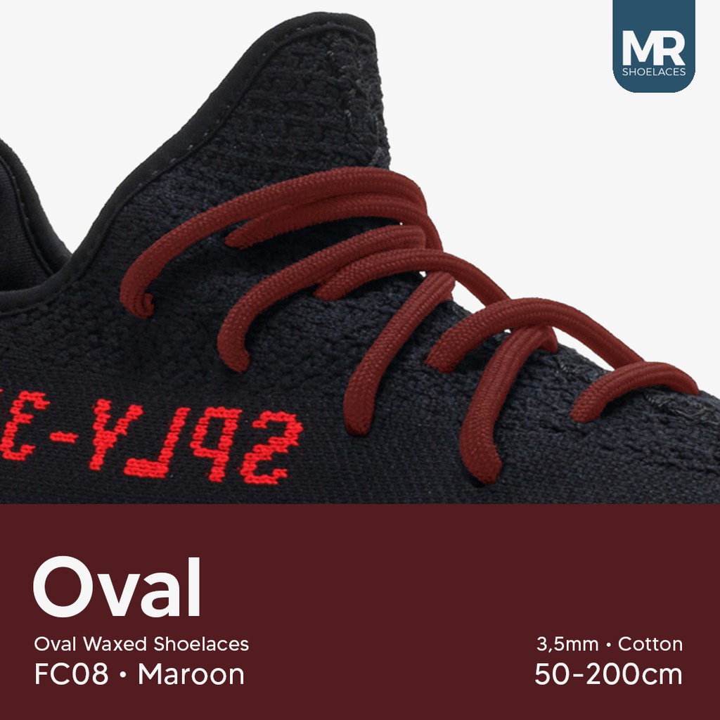 MR Shoelaces FC08 Maroon Tali Sepatu Lilin Oval 3.5mm (Waxed Laces) 50cm 70cm 80cm 100cm 120cm 150cm 200cm - Premium Shoelace - Marun