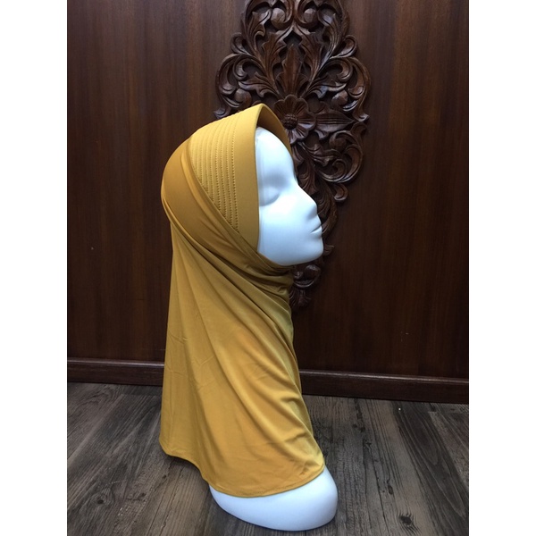Hijab Sport Linear. Bergo Pendek, Bergo Sekolah-kunyit