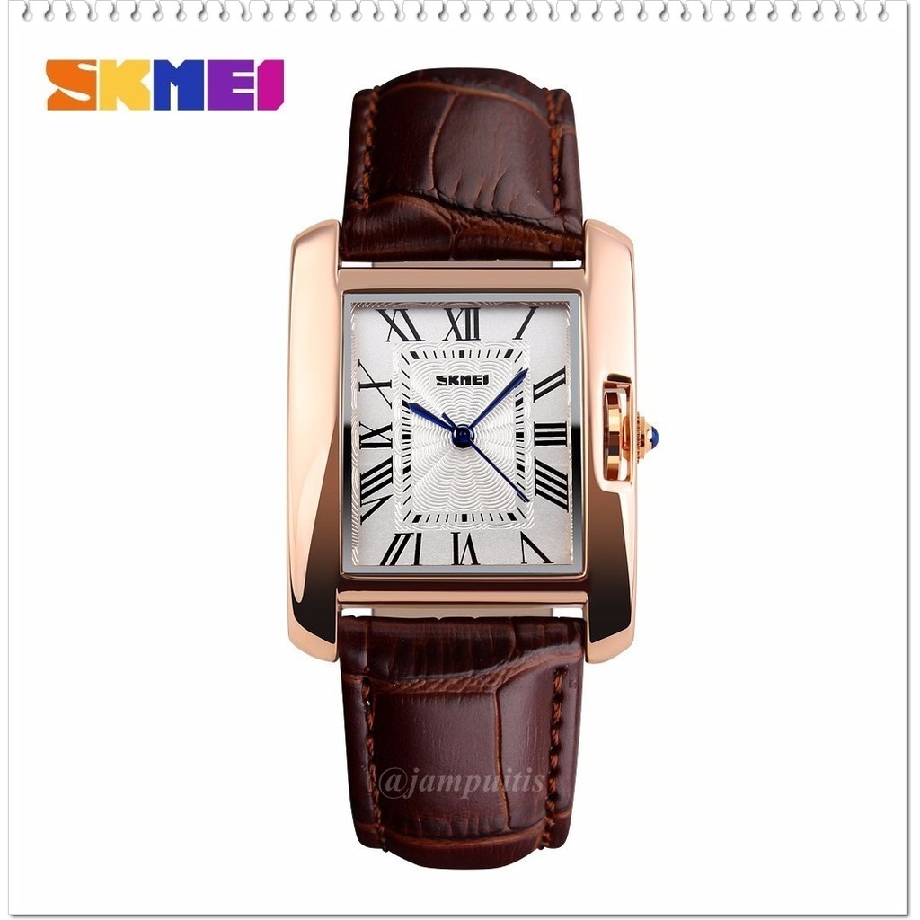 Jam Tangan Wanita Cewek SKMEI 1085 Original ANTI AIR Murah Kulit SKMEI - Brown Jam Murah