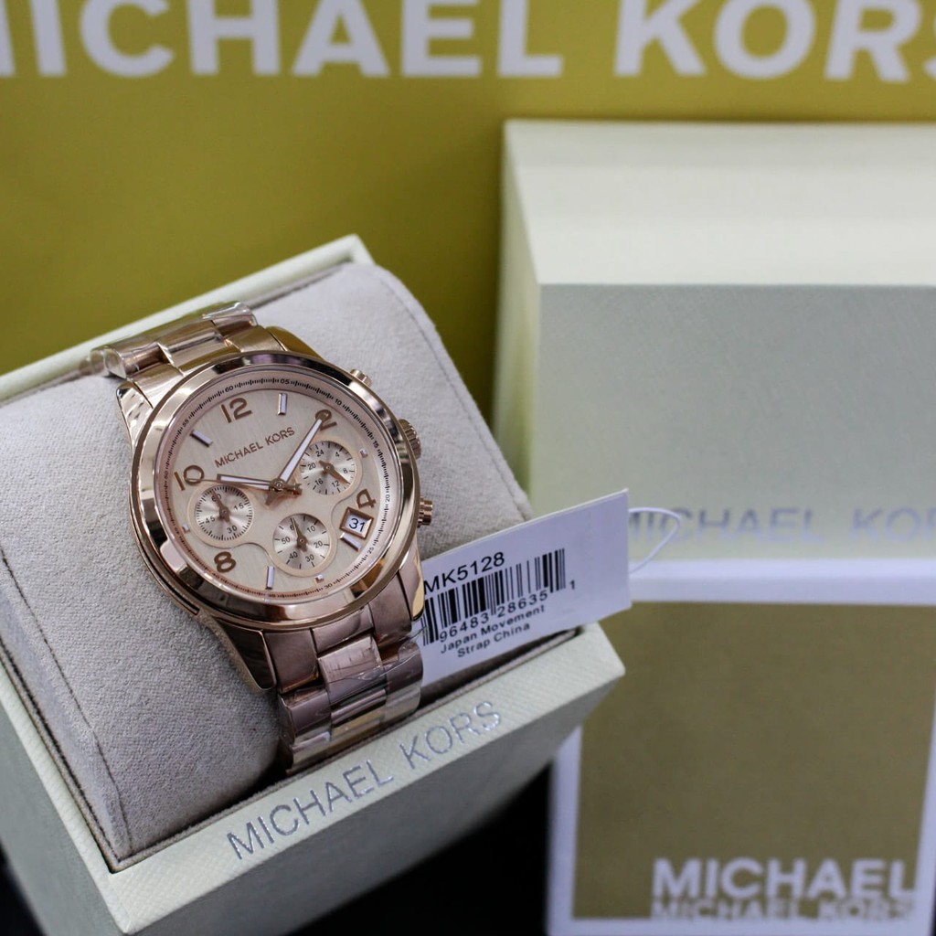 terlaris d=38mm, Michael Kors MK 5128 Original , all stainless steel, Rosegold, chronograph