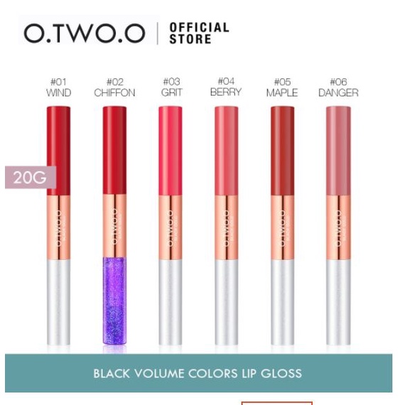 (READY &amp; ORI) O.TWO.O OTWOO Black Gold Lip Color Rouge Double Plumping Lipgloss 6034