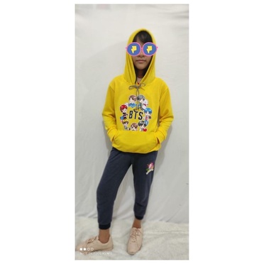 COD Baju Atasan Hoodie Sweater Anak - Anak sablon BTS Keren Free Size Usia 8-10 thn REAL PICT