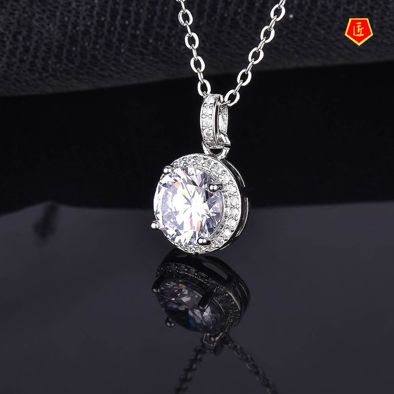 [Ready Stock]Moissanite Pendant Pt950 Platinum Carat Necklace Women's Simple