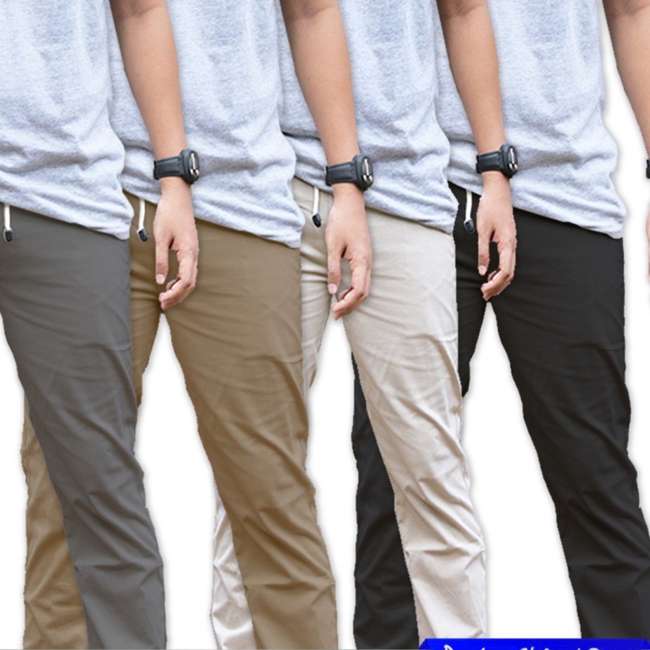 Celana Chino streach pria Bahan Adem melar halus  Nyaman Cocok Buat Musim Dingin GAYA COWOK CASUAL-Abu Cream Hiatm Mocca