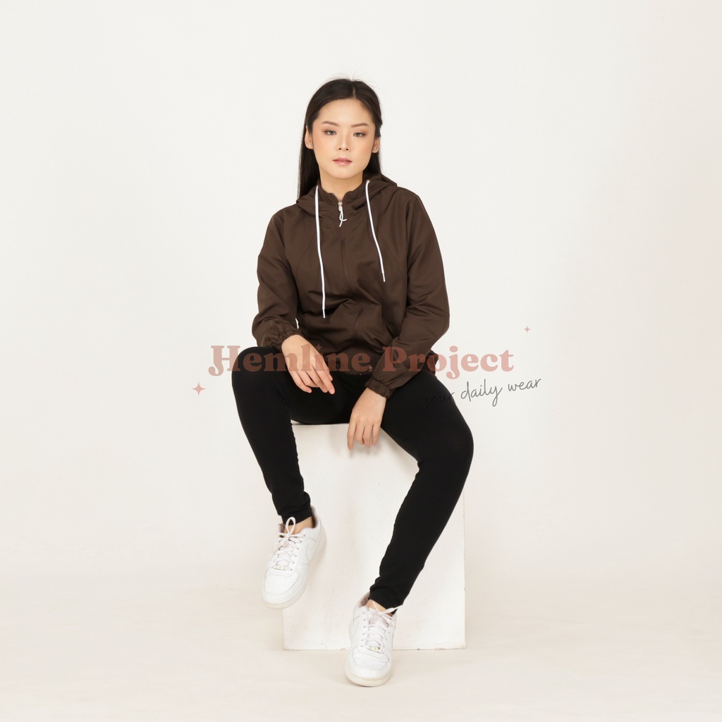 Aima Jaket Brown - Jaket Parasut Hoodie Wanita