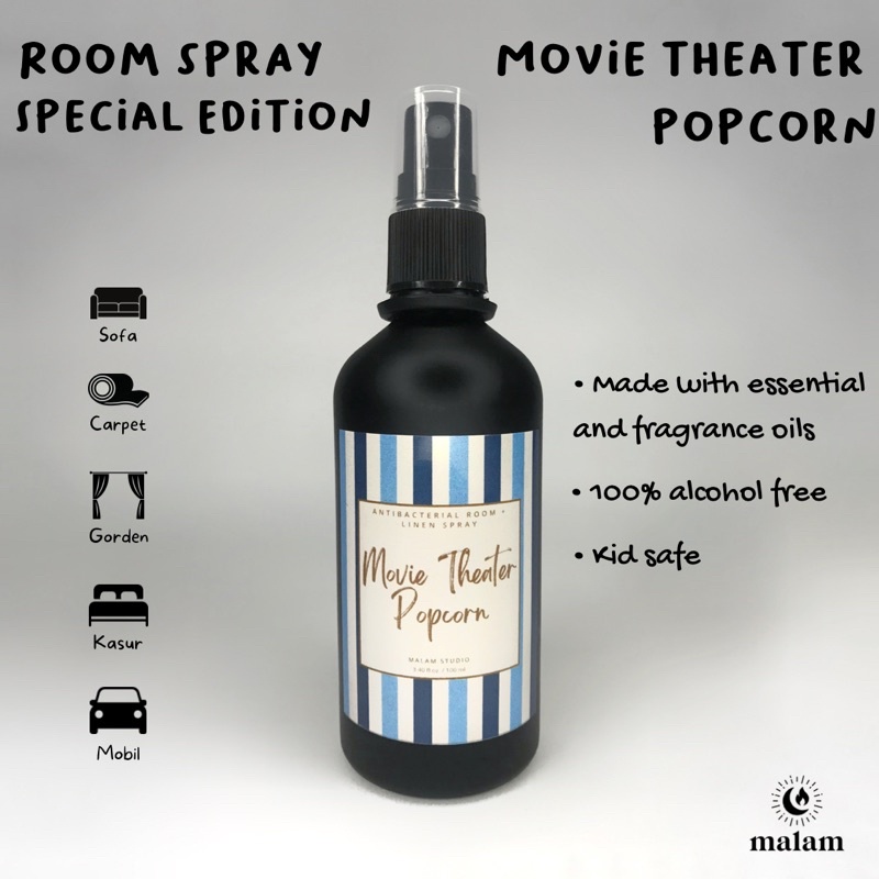 ANTIBACTERIAL ROOM AND LINEN SPRAY POPCORN | SPECIAL EDITION BY MALAM STUDIO | 100ML