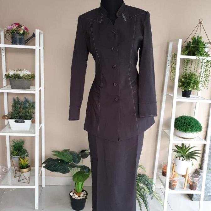[COD] Blazer Baju Kerja Wanita ABU TUA Seragam Bank Klinik Karyawati Dosen [COD]