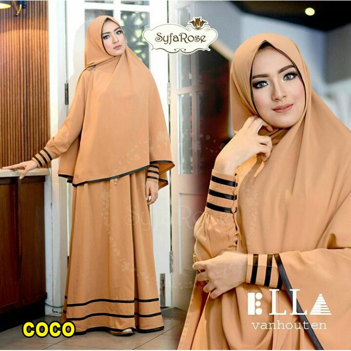 Syfarose gamis syari 1 set 20 warna ( dapat jilbab ) baju muslim / busana Size L & XL-Coco
