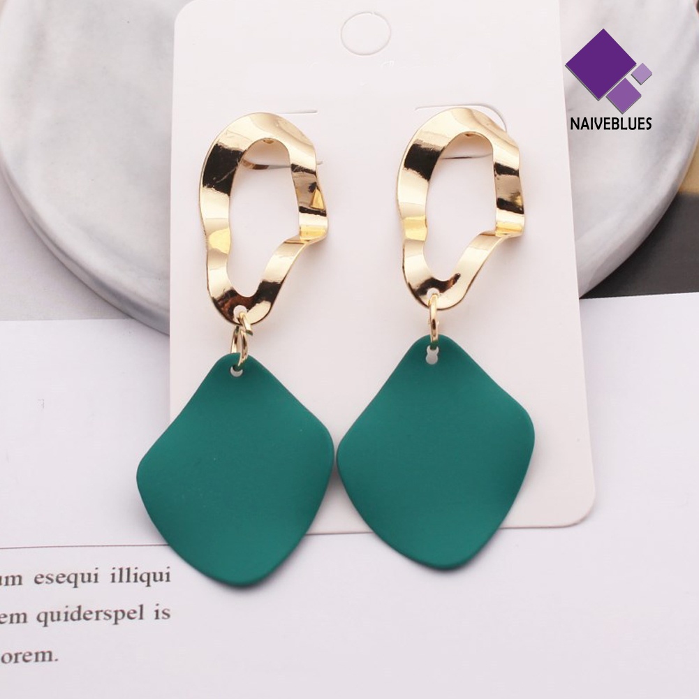 2 Pasang Anting Stud Bentuk Persegi Geometris Untuk Wanita