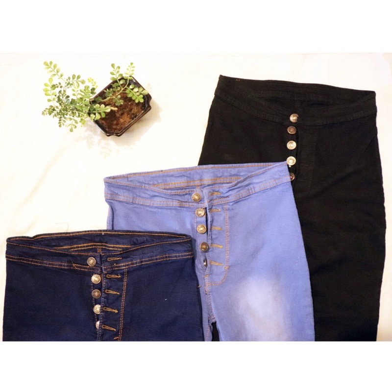 CELANA JEANS KANCING 5 AKTIF STRECTH HW //CELANA JEANS HIGWAIST WANITA