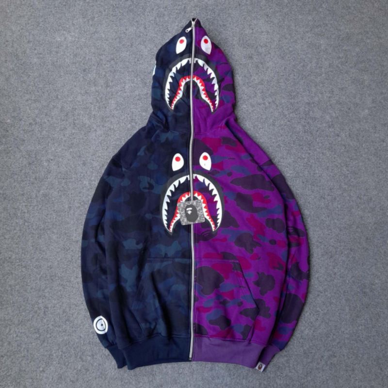 SWEATER HOODIE BAPE SHARK COMBI ZIPPER FULLTAG &amp;LEBEL