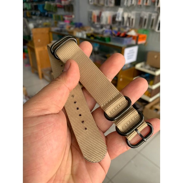 Strap Tali jam tangan Nato Zulu kanvas Crem Coklat