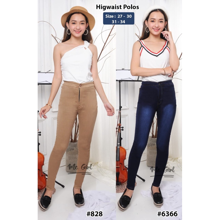 ( Size 27 - 30 ) MC girl - High Waist Jeans / Highwaist / Celana Jeans Skinny Pinggang Tinggi / HW Jeans / Celana Panjang Pensil Wanita / Highwaist Polos 7C-G