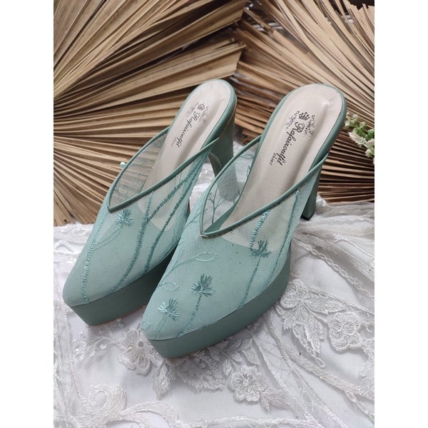 sepatu pesta johana wanita wedding sage green 12cm