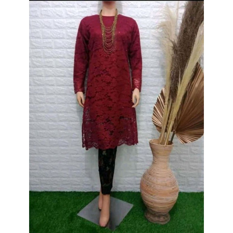 IndahKebaya | SETELAN KEBAYA DAHLIA BROKAT / TUNIK BROKAT MODERN / KEBAYA KONDANGAN / DRESS MURAH