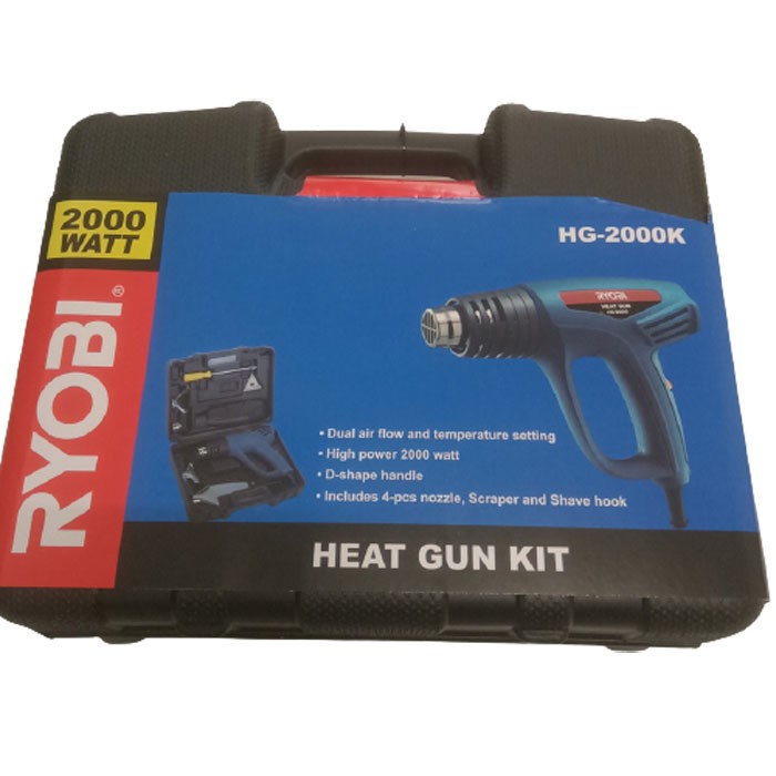 Ryobi HG-2000K HG2000K Hot Air Heat Gun Kit Pemanas Plastik 2000W