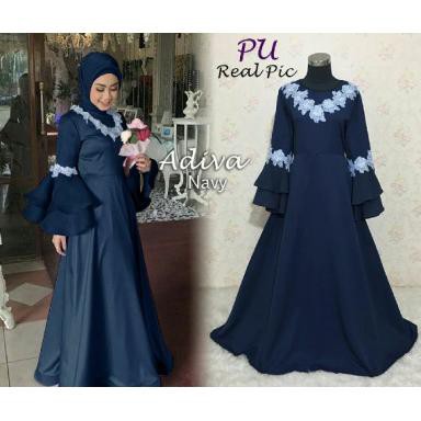 ADIVA SYARI (PU) BAJU MAXI DRESS MUSLIM LENGAN PANJANG WANITA DEWASA GAMIS CEWEK KEKINIAN GROSIR