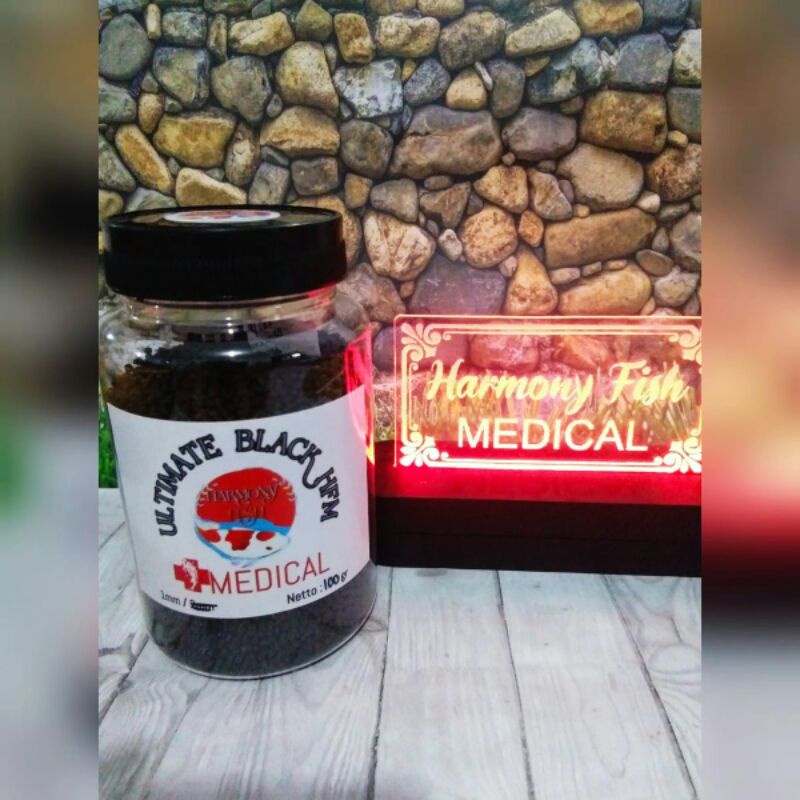 ULTIMATE BLACK HFM 1MM 100GR pelet hitam pigmen black pakan ikan hias koi koki