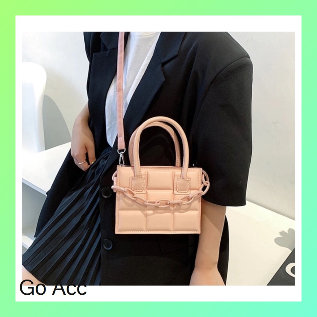 FT03 NEW Leather Kulit tas Lucu Handbag warna Hitam dan Pink Korean korea Handle