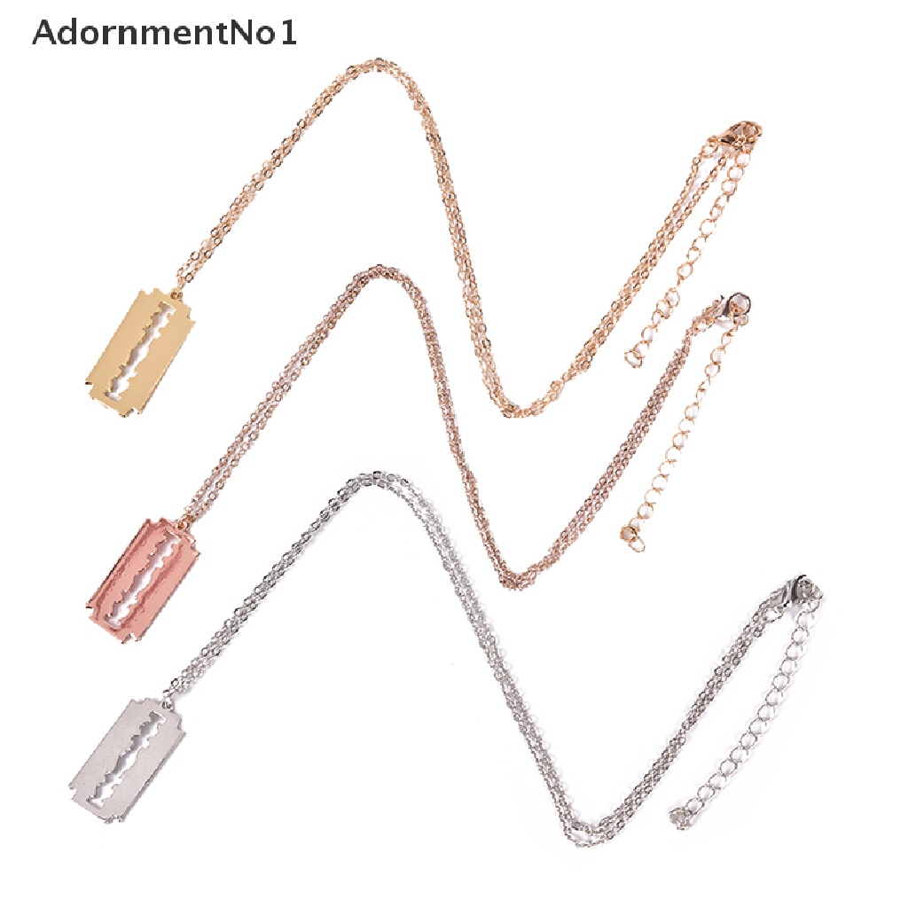 (AdornmentNo1) Kalung Rantai Dengan Liontin Pisau Cukur Bahan Stainless Steel Untuk Pria