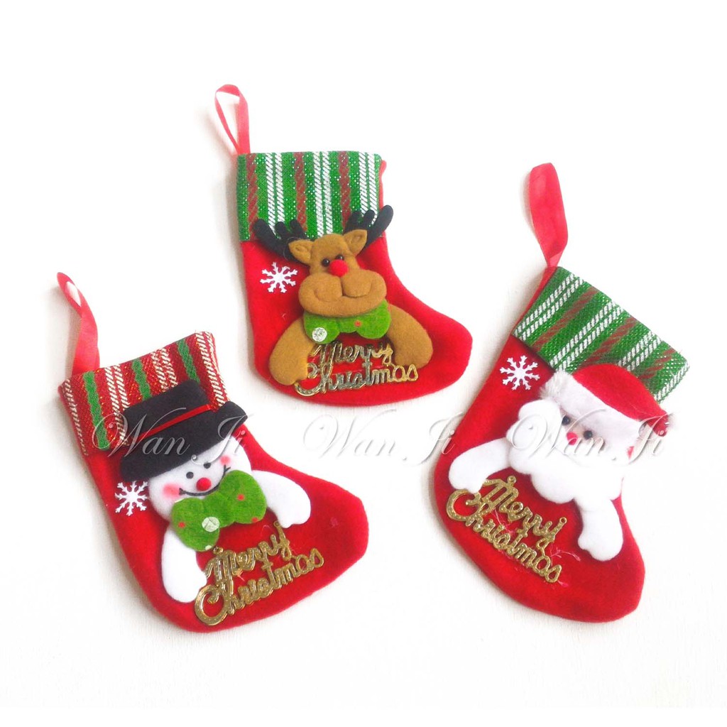 TK KAOS KAKI MINI TULISAN MERRY CHRISTMAS Gantungan pohon natal santa snowman rusa aksesoris dekorasi hadiah