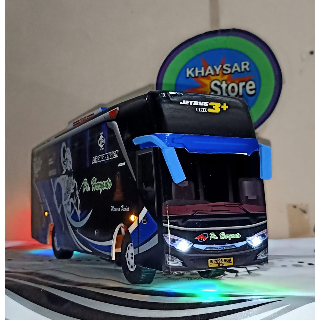 miniatur bus HARYANTO Rama Shinta BIRU PLUS LAMPU