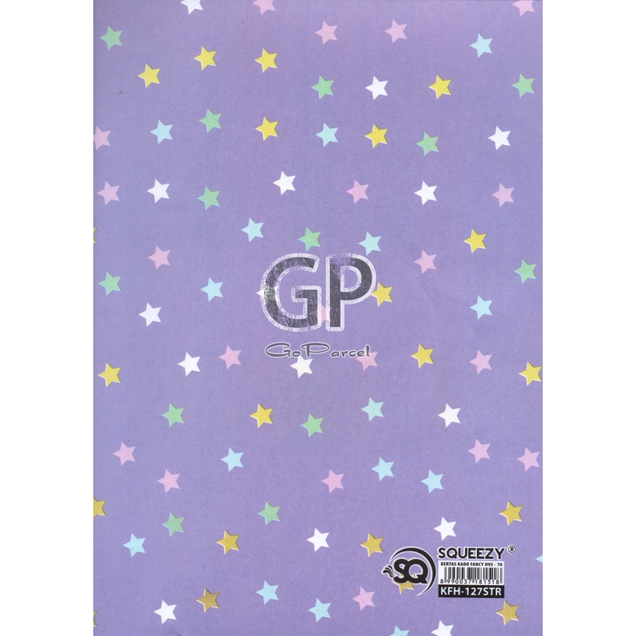 ( 5 Lembar ) KERTAS KADO SQ DOFF - GIFT WRAPPING PAPER STRIPED PURPLE ZIGZAG POLKADOT PASTEL UNGU STAR