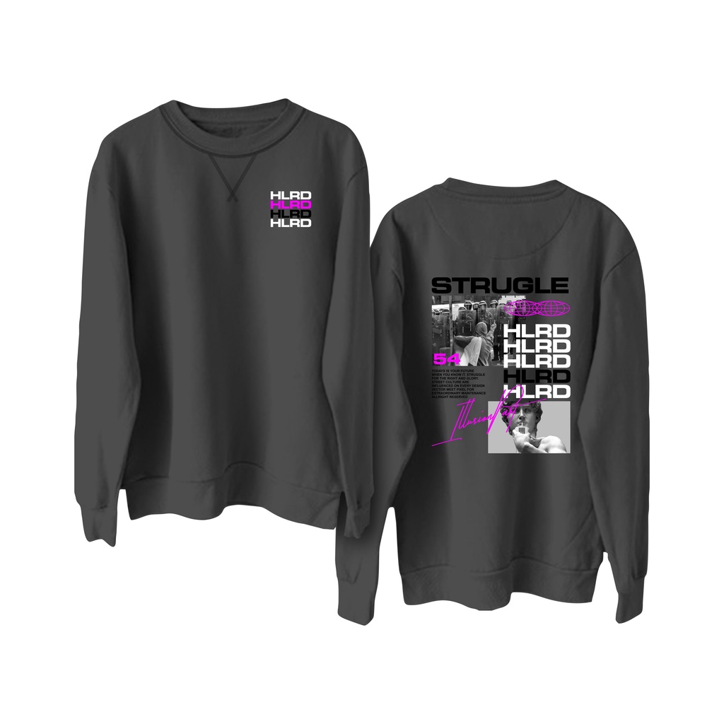 Crewneck sweatshirt sablon DTF || Holyrider Sweter Basic Ilusion Art size M - XXL ( Pria &amp; Wanita )