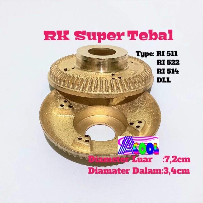 Burner SUPER TEBAL Model Rinnai Kecil 7cm Kompor Gas/Kepala Kuningan