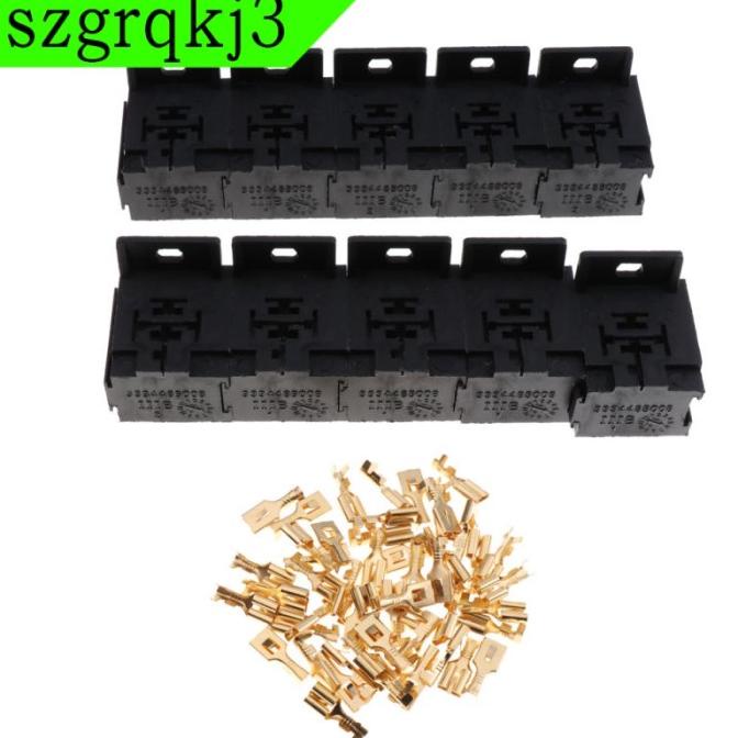10 Set Soket Relay Otomotif 12v / 24v 30a-80a Amp 5-pin 6.3mm