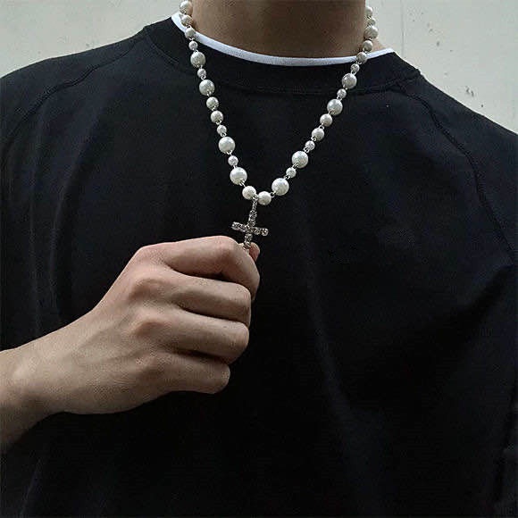Eropa dan Amerika mutiara kata rak kalung pria dan wanita's fashion online influencer disco menari h