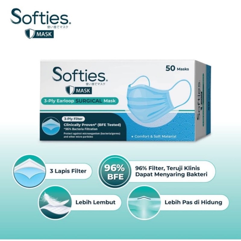Softies surgical mask 50pcs 100%ori