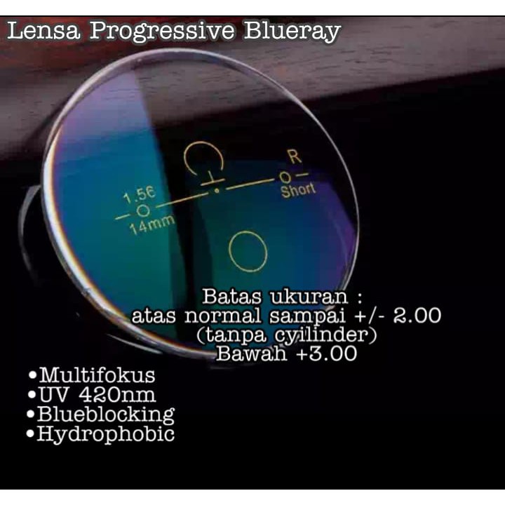 Lensa Multifokus Progressif 1.56 Blue Blocker 420nm bisa untuk normal atau minus atau plus