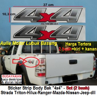 sticker stiker  list strip body bak tulisan  4x4 strada 