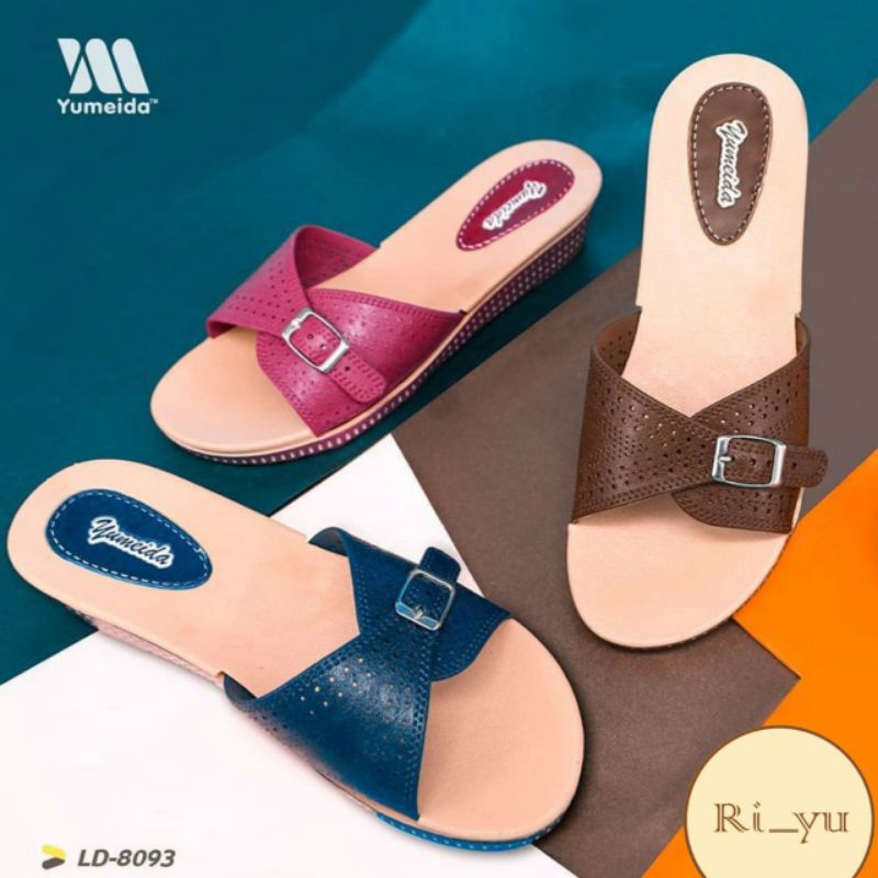 Sandal Wanita Wedges Slop Terbaru Karet Yumeida 8093 L