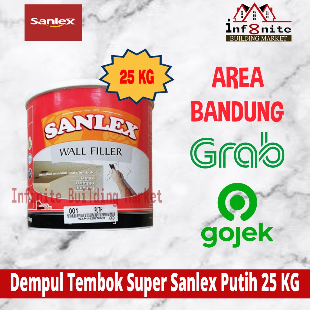 Dempul Tembok Sanlex Penambal Dinding Plamir Tembok Wall Putty 25 KG