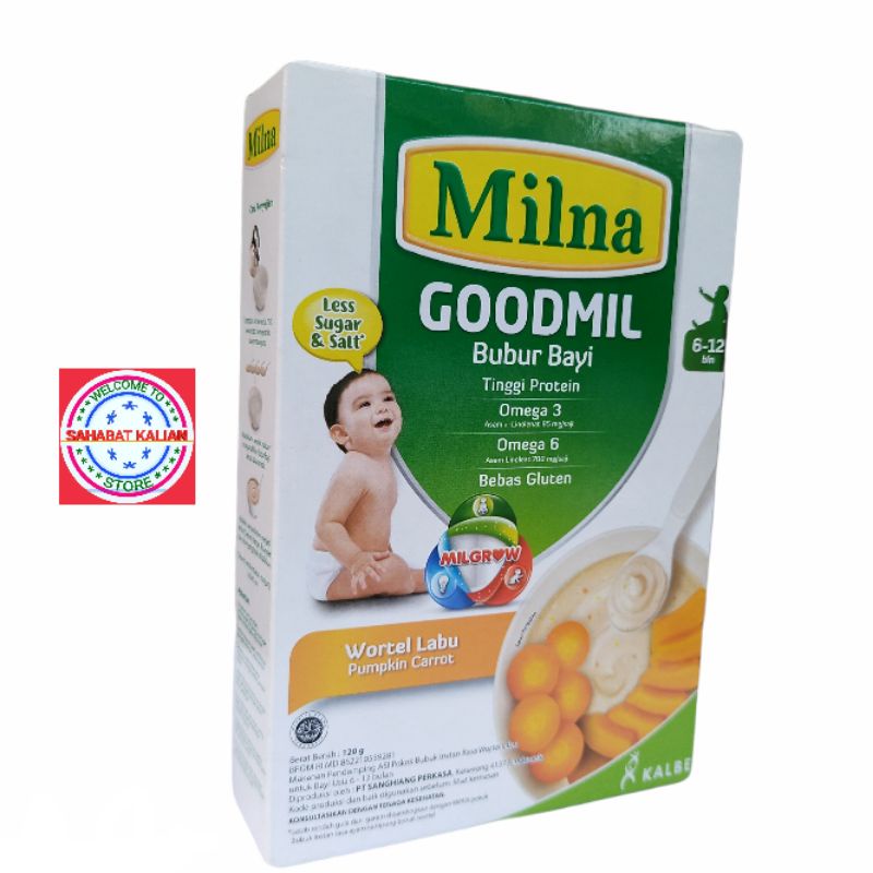 MILNA GOODMIL BUBUR BAYI WORTEL LABU 120GR 6 - 12 BULAN PER 1 BOX