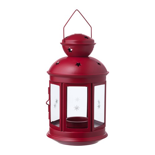 ROTERA Lentera untuk lilin kecil, merah, 21 cm