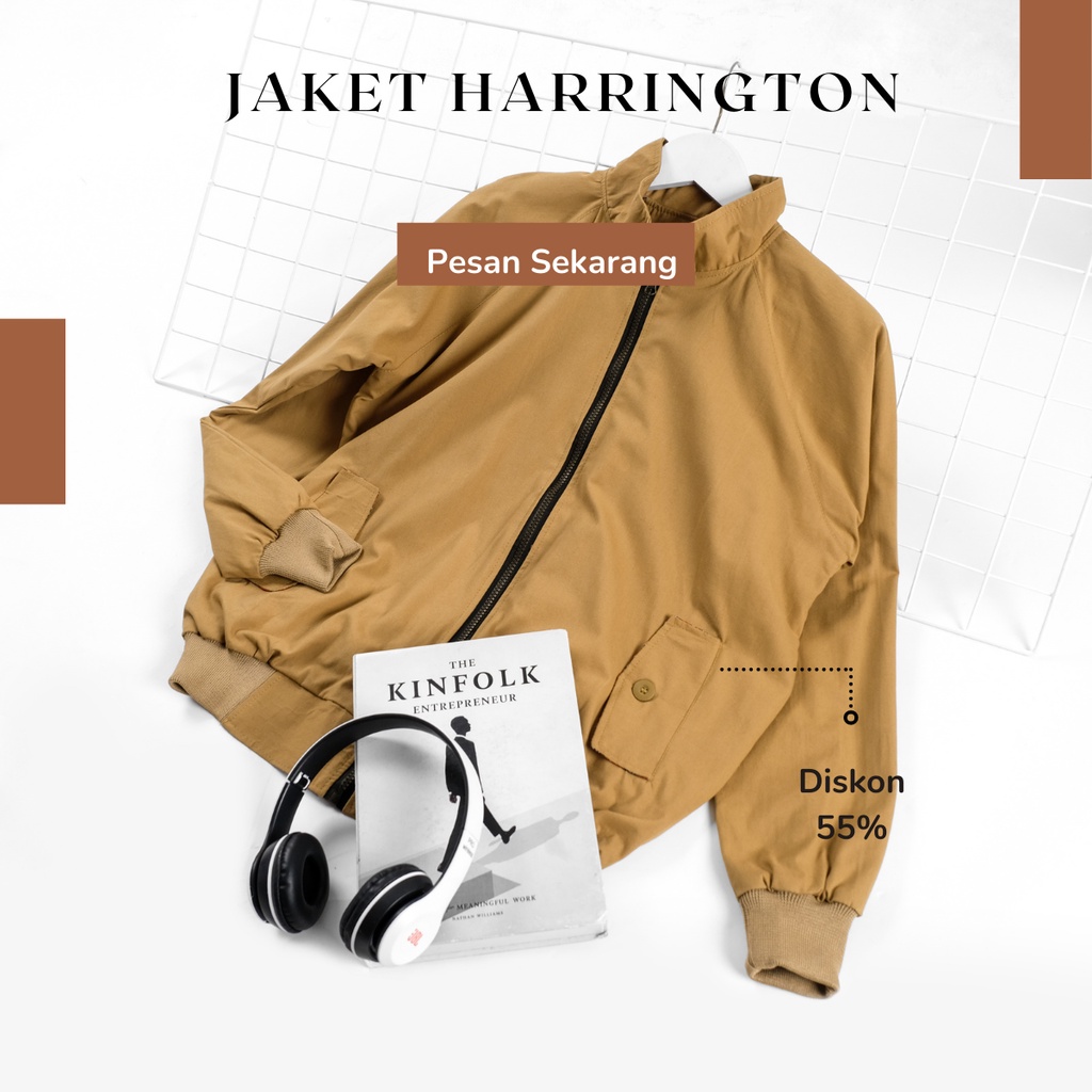 [COD] BAJU JAKET COWOK TERBARU HARRINGTON POLOS COKLAT TERLARIS - BAJU ATASAN JAKET PRIA HARRINGTON 