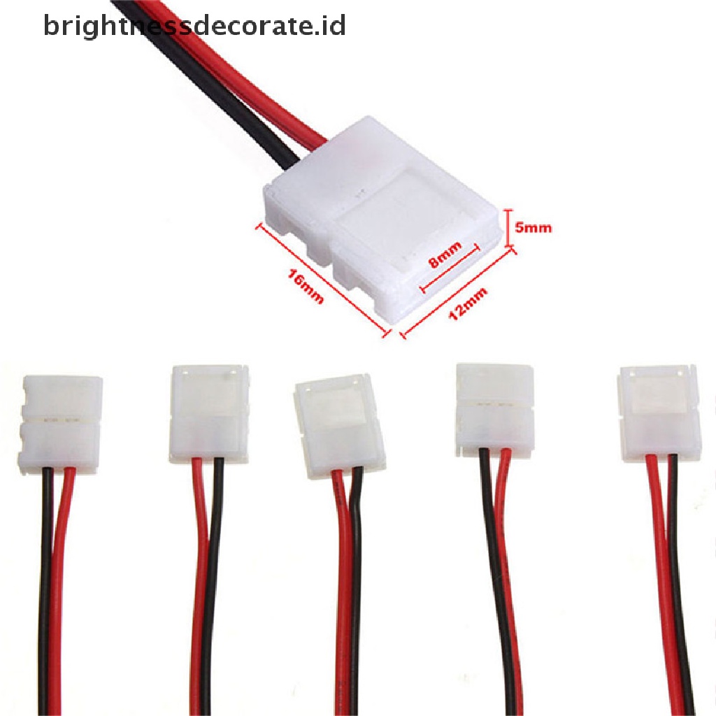 10pcs Kabel PCB 2 Pin LED Strip Konektor 3528 / 5050 Satu Warna