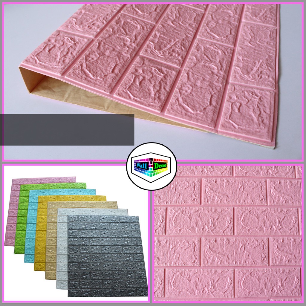 WD Wallpaper 3D Foam Sticker Warna Premium Wall Paper Tebal 3MM Wallpaper Stiker-2