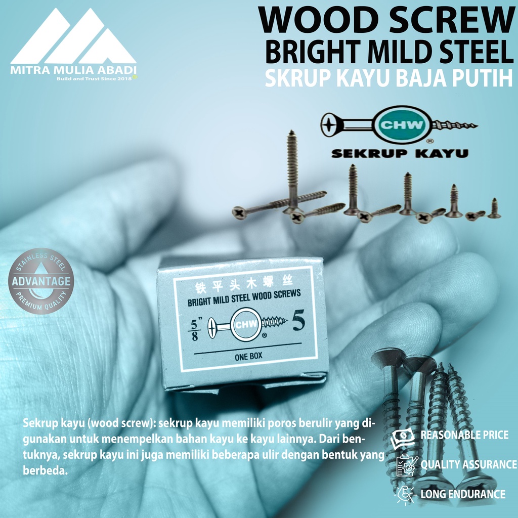 Sekrup Kayu CHW 5/8 inch x 5 / Skrup Wood Screw (A164)