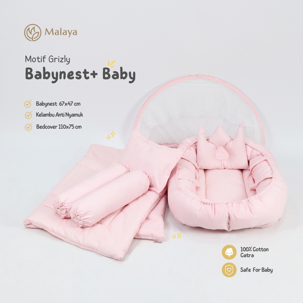 Malaya Baby l Baby Nest Include Bedcover Set Bayi | Kasur Bayi l Polos l Katun Korea