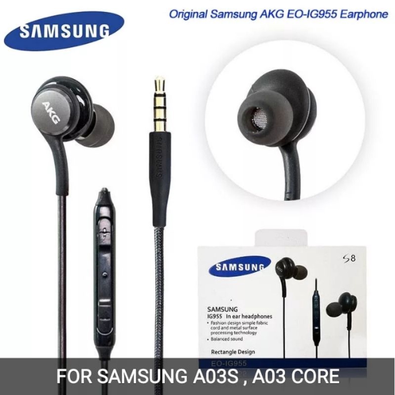 HEADSET / EARPHONE SAMSUNG A13 , A23 , A03 CORE , A03S , A02S AKG S10 STEREO Bass