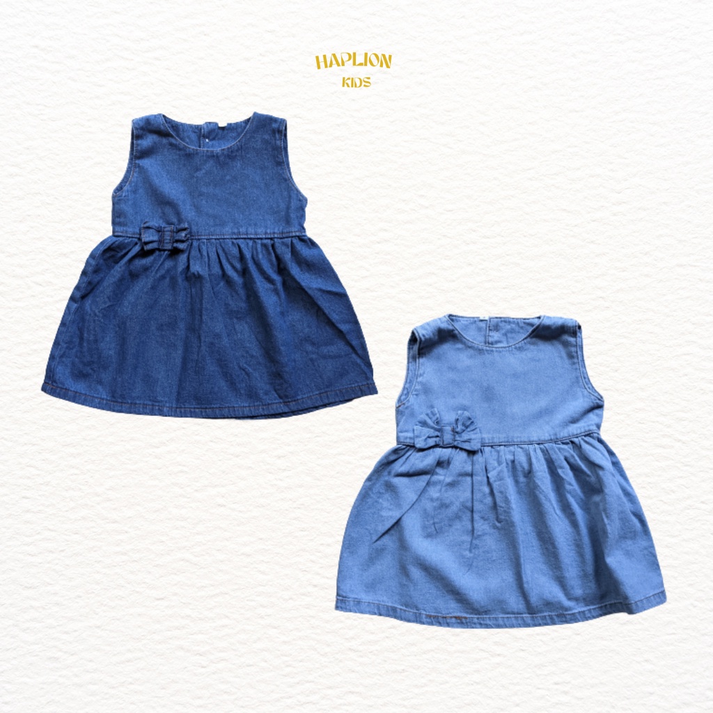 Dress Jeans Tanpa Lengan Kutung Anak Perempuan 1 - 6 Tahun | Haplion Kidswear