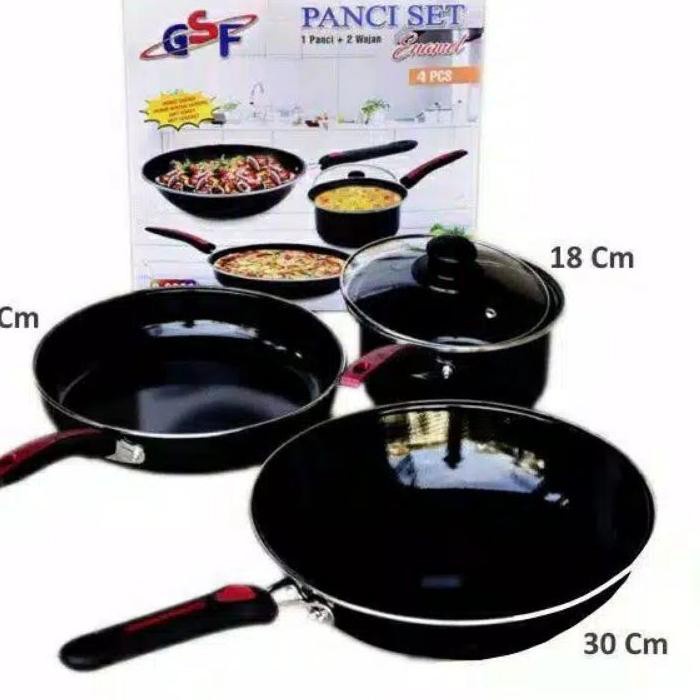 PANCI WAJAN PENGGORENGAN SET ENAMEL ANTI LENGKET 4PCS GSF G 2630