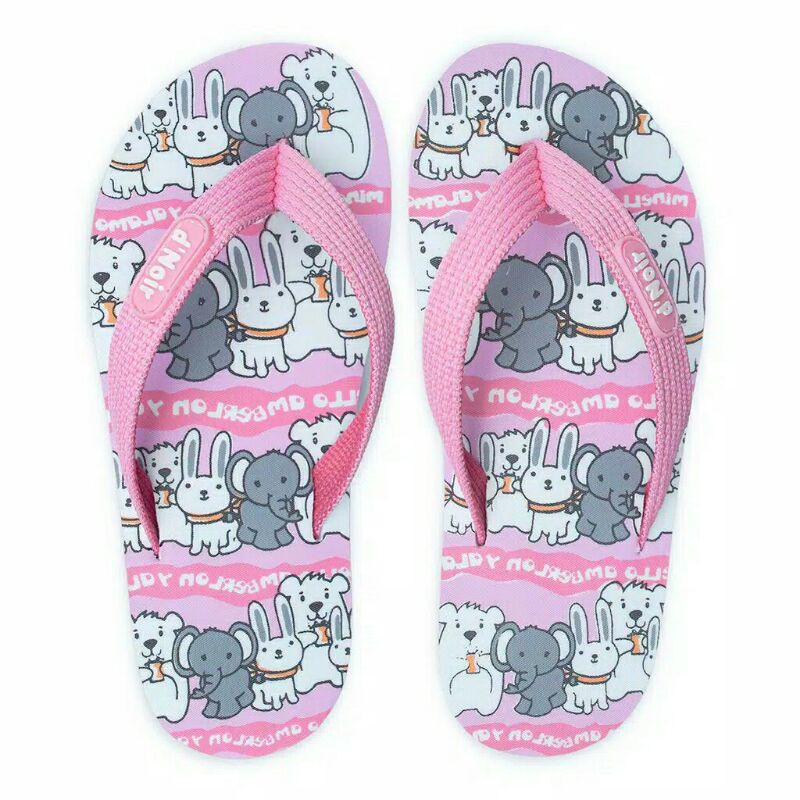 Sandal Anak Perempuan D'Noir Flat BEAR PINK | Sandal Jepit Anak