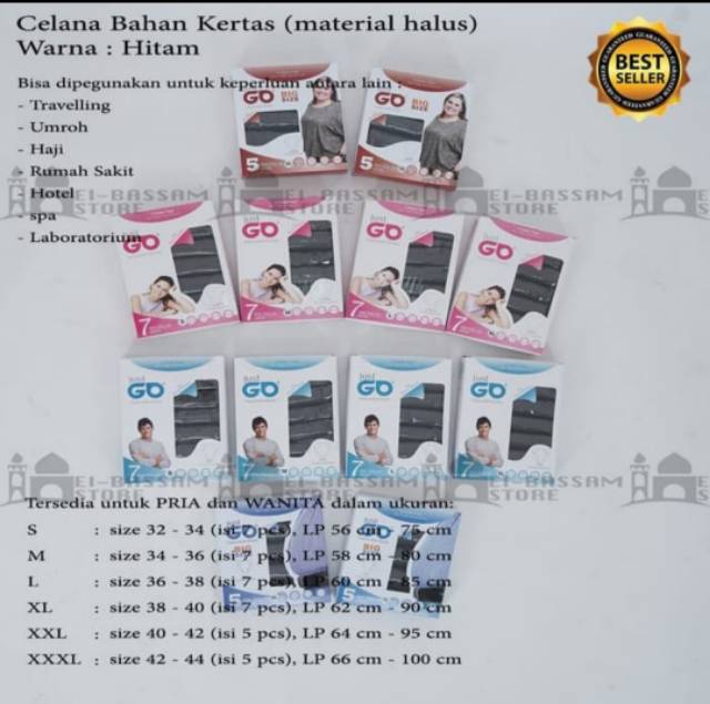 Celana kertas wanita hitam /celana disposable hitam /harga grosir bisa ecer