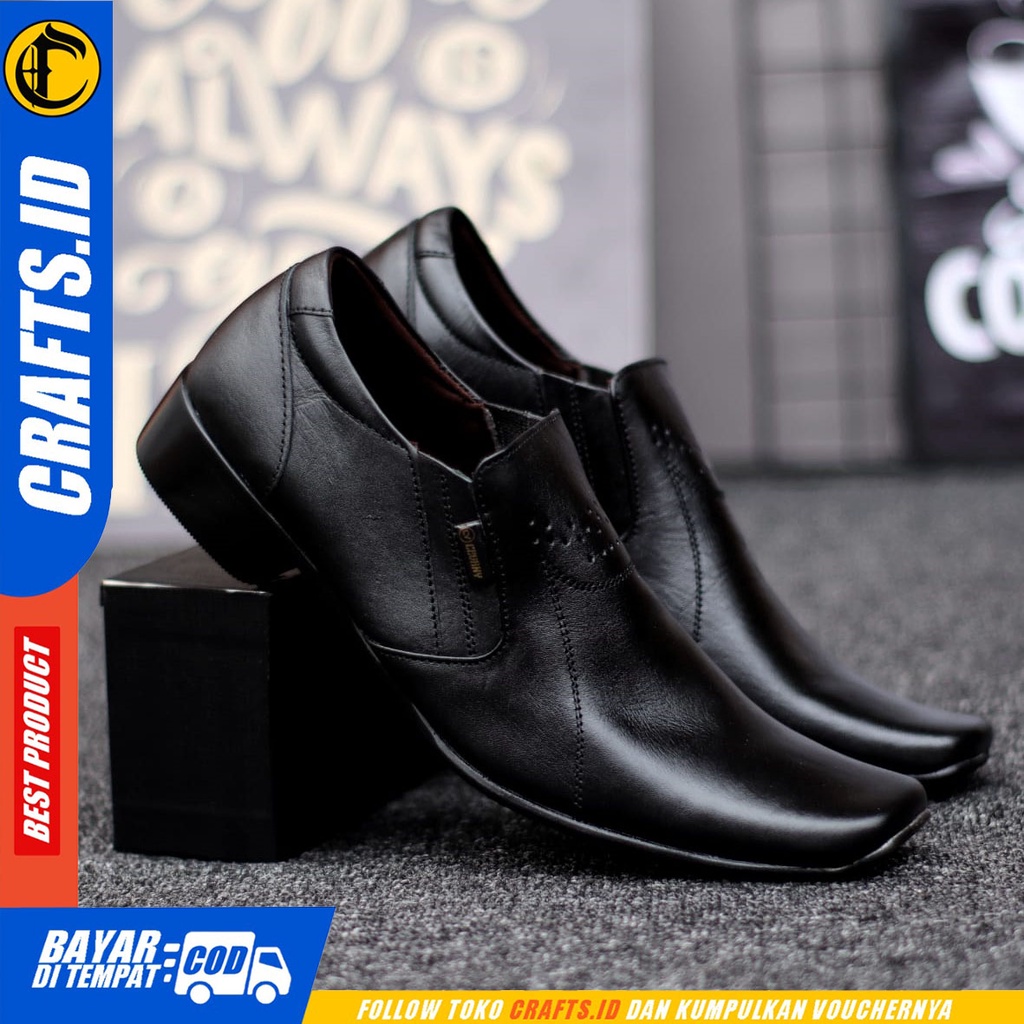 CRAFTS veil - Sepatu Pantopel Formal Kulit Asli Kerja Slop Pria